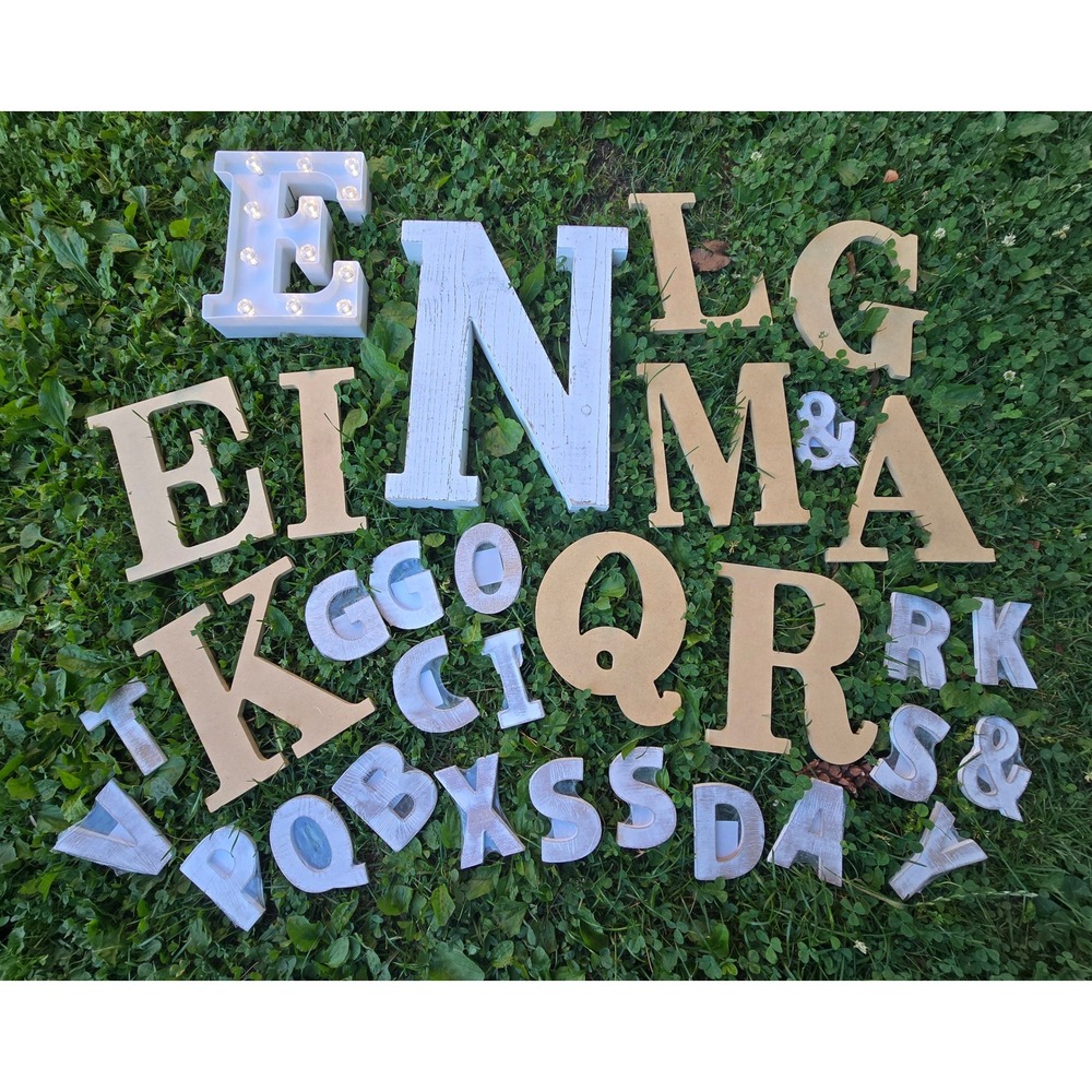 Large Decorative Wooden Letter Lot  Monogram Letters Marquee Light-Up Letters